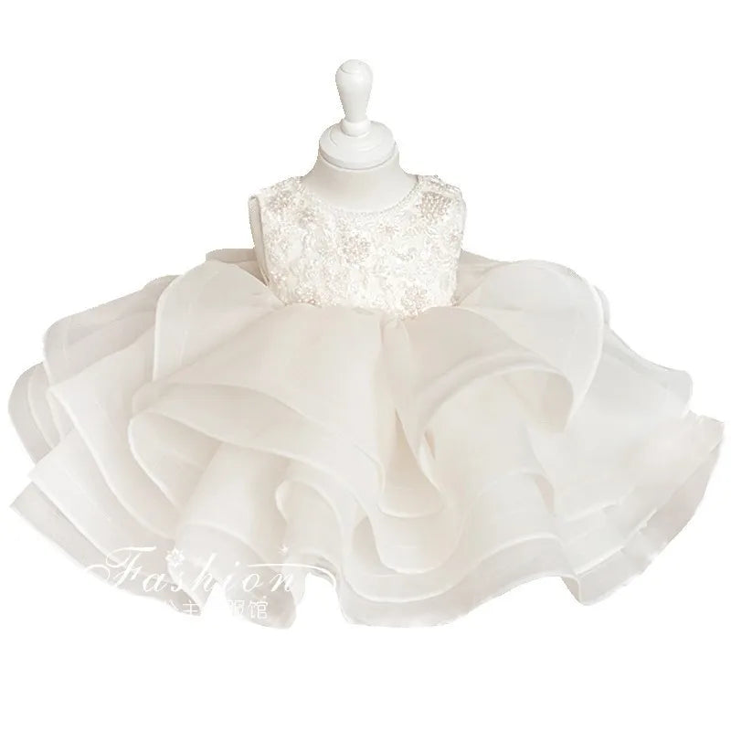 Blumenmädchenkleid Hochzeitskleid 2024Neues Modenschau-Performance-Kleid zum ersten Geburtstag für Kinder Prinzessinnenkleid für Mädchen Flauschig