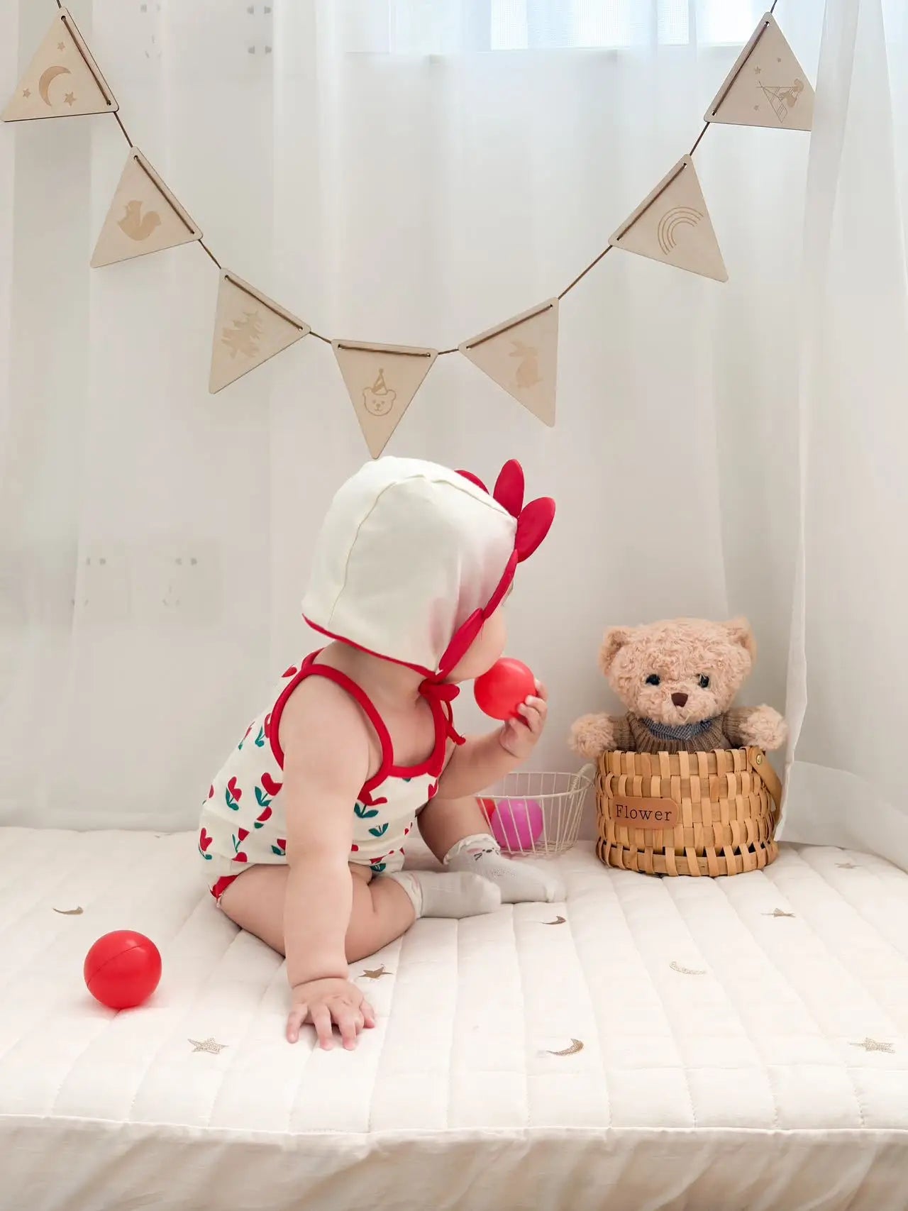 Baby Ein Stück Kleidung 2025, Sommer Koreanische Baby Body Ins Blume Voll Gedruckt Baby Sling Klettern Kleidung Mit Hut