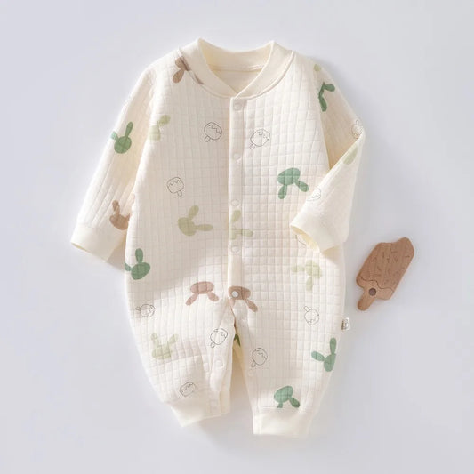 AYNIGIELL Baby Warm Overall Herbst und Winter Baby Baumwolle Kleidung Neugeborenen Pyjamas Niedlichen Muster Gedruckt Baby Overall.