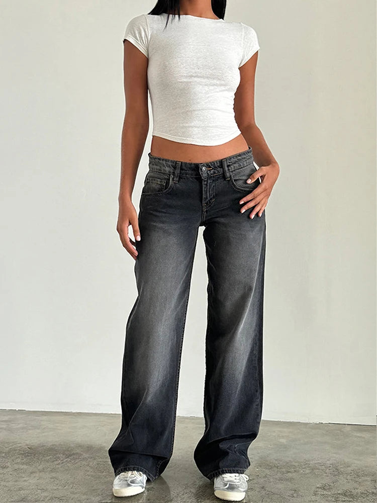 2024 neue Y2K Hohe Taille Baggy-Jeans Für Frauen Mode Lose Denim Breite Bein Hosen Casual Weibliche Kleidung XS-XL Drop verschiffen