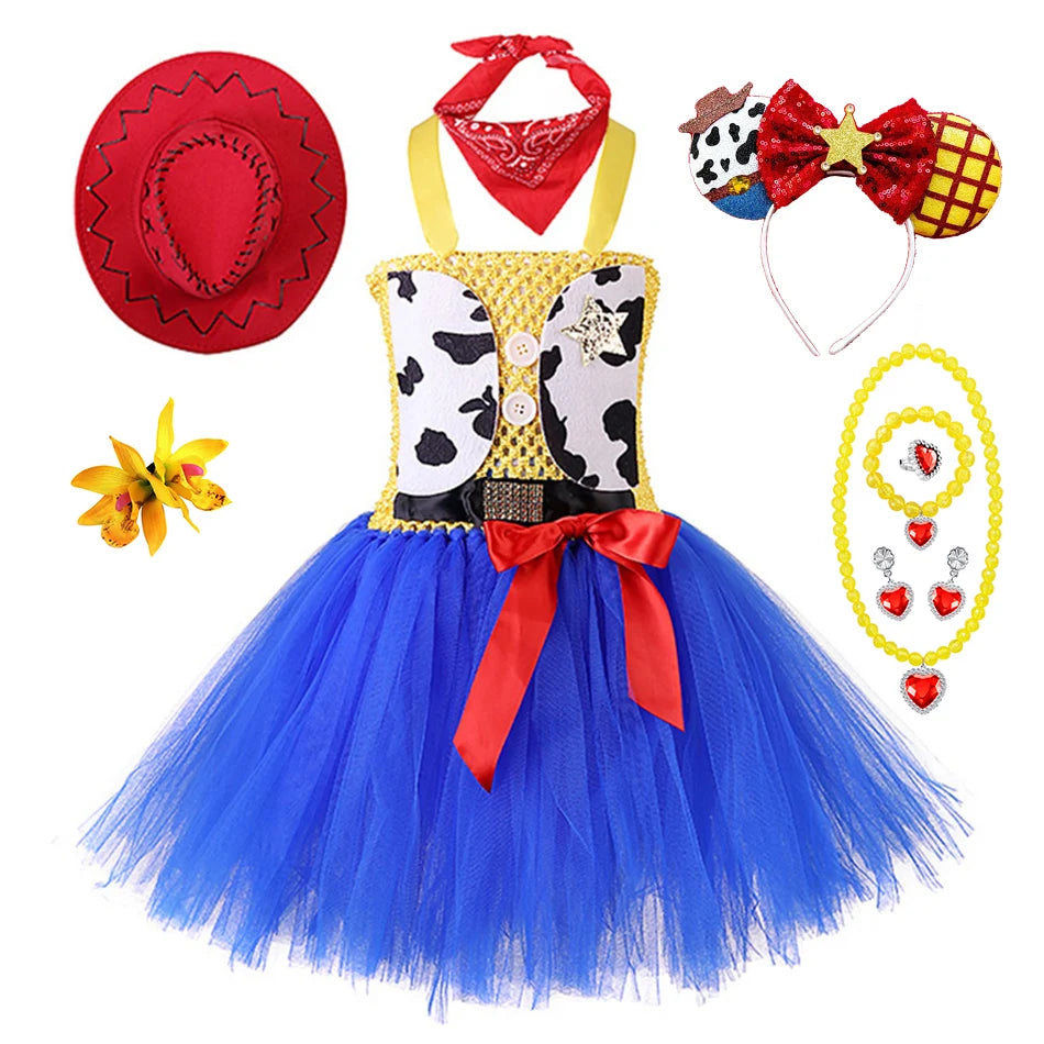 Woody Jessie Toy Story Cowboy Performance Kostüm Sets Mädchen Cartoon Tutu Kleid Kinder Disney Cosplay Karneval Party Kleidung