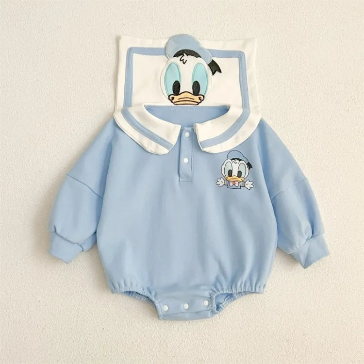 Neugeborenen Baby Strampler Socke Hut 3 stücke Set Cartoon Donald Daisy Ente Kleidung Jungen Mädchen Overall Infant Kurzarm Body k732