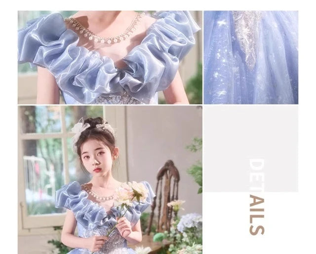 Elegangt Mädchen Abendkleid Luxus Prinzessin Kleid Geburtstag Party Pageant Outfit Kinder Klavier Rezitieren Leistung Formelle Kleidung