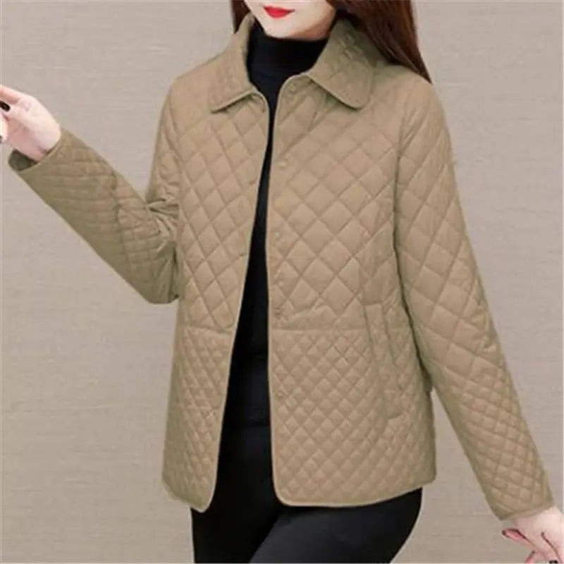 Herbst Winter Frauen Midi Plaid Stepp Mäntel Mode Weibliche Koreanische Kleidung Neue Feste Beiläufige Verdicken Warme Langarm Jacken