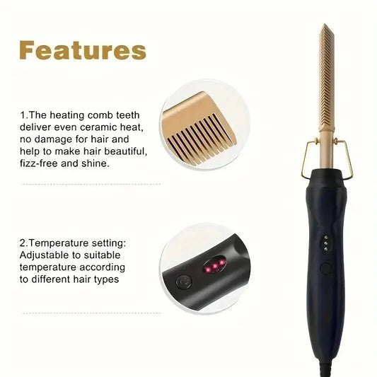 Straight hair comb, bangs, dry and wet dual-use comb, straight hair curling iron, household roll straight electric comb.