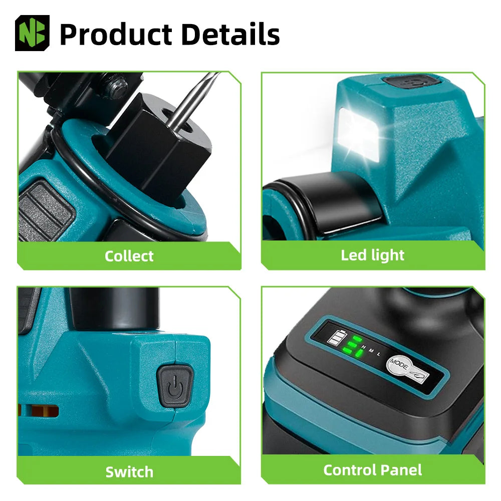 NEWBENY 3-Gang-Bürstenloses elektrisches Trockenbau-Ausschnittwerkzeug Holz Trockenbau Sheetrock Drehsäge Elektrowerkzeug für Makita 18–21 V Batterie-Pin