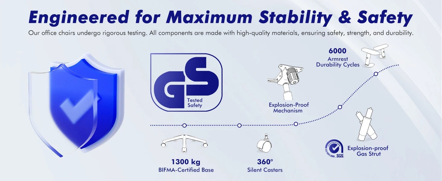 AUTHMIC Ergonomischer Bürostuhl, verstellbare Netzrückenlehne, Lordosenstütze, drehbarer Computer-Schreibtischstuhl für Zuhause, Büro, Arbeit, Gaming