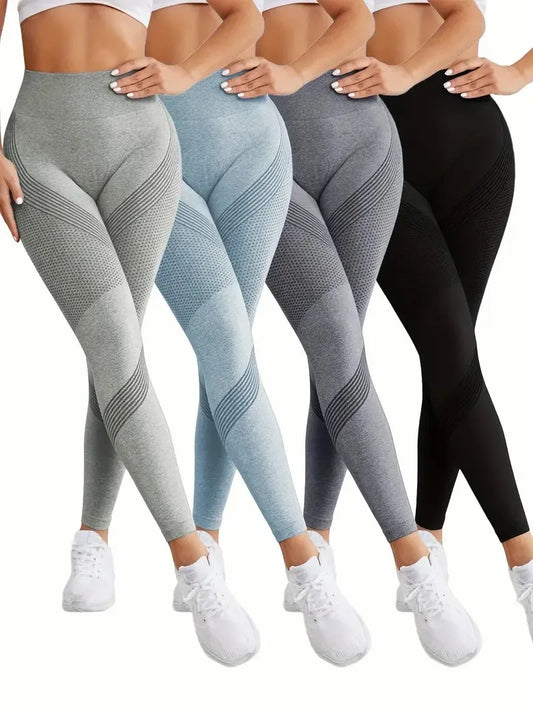 High Waisted Seamless Stretch Athletic Yoga Pants Leggings Ultra Breathable Quick-Drying for Running Fitness Solid Colors.