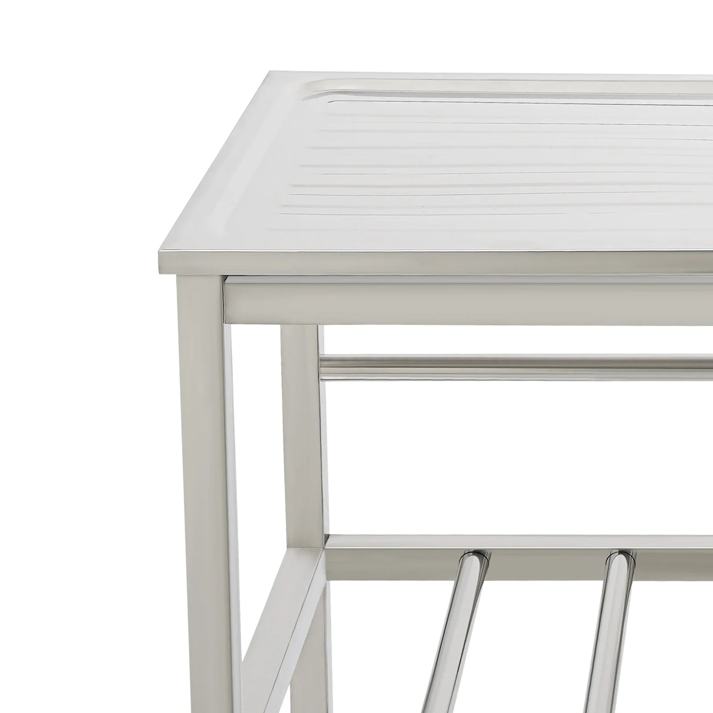 Freistehendes Waschbecken aus Edelstahl mit 2-stufigem Boden, Aufbewahrungsregal für die Küche, Outdoor-Spüle mit Facut-Handwaschstation