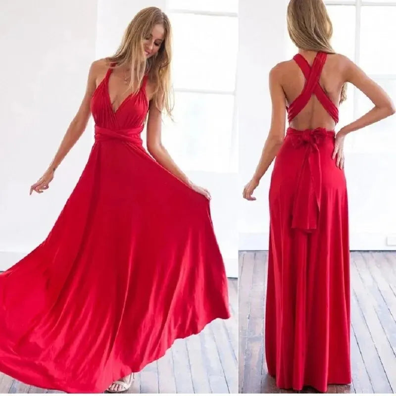 Sexy Frauen Multi way Wrap Cabrio Boho Maxi Club rotes Kleid Verband langes Kleid Party Brautjungfern Unendlichkeit Robe Longue Femme