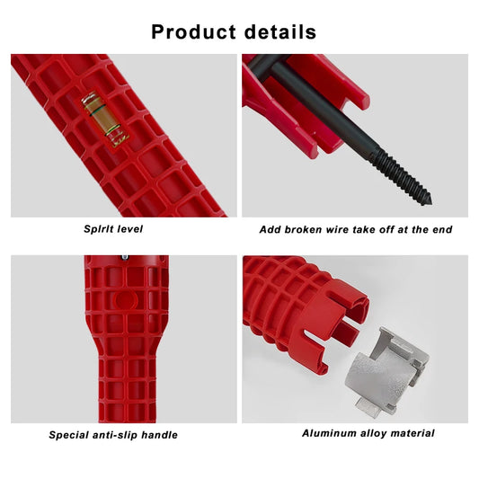 24 in 1 Sink Faucet Wrench Multifunction Pipe Wrench Anti-Slip Handle Double Head Wrench For Kitchen Bathroom Water Pipe Repair