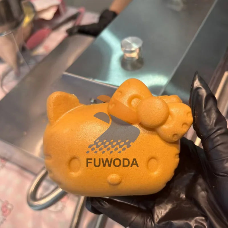 High Cost-Performance Electric Heating Waffle Making Machine Kitty Shaped Non-Stick Snack Cake Machine Open Mouth Waffle Maker
