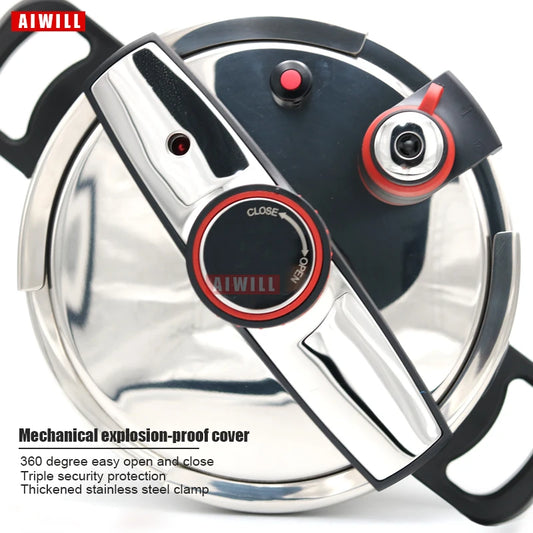 AIWILL 2L/6L/8L 3Gear Pressure Cooker 304 Stainless Steel Multifunctional Pressure-Limited Explosion-proof Quickly Cooking.