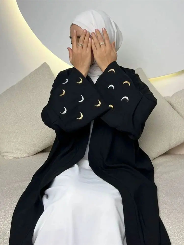 Ramadan Abayas For Women Moon Embroidered Kimono Abaya Dubai Luxury 2025 Islam Muslim Kaftan Modest Dress Kebaya Damen Caftan