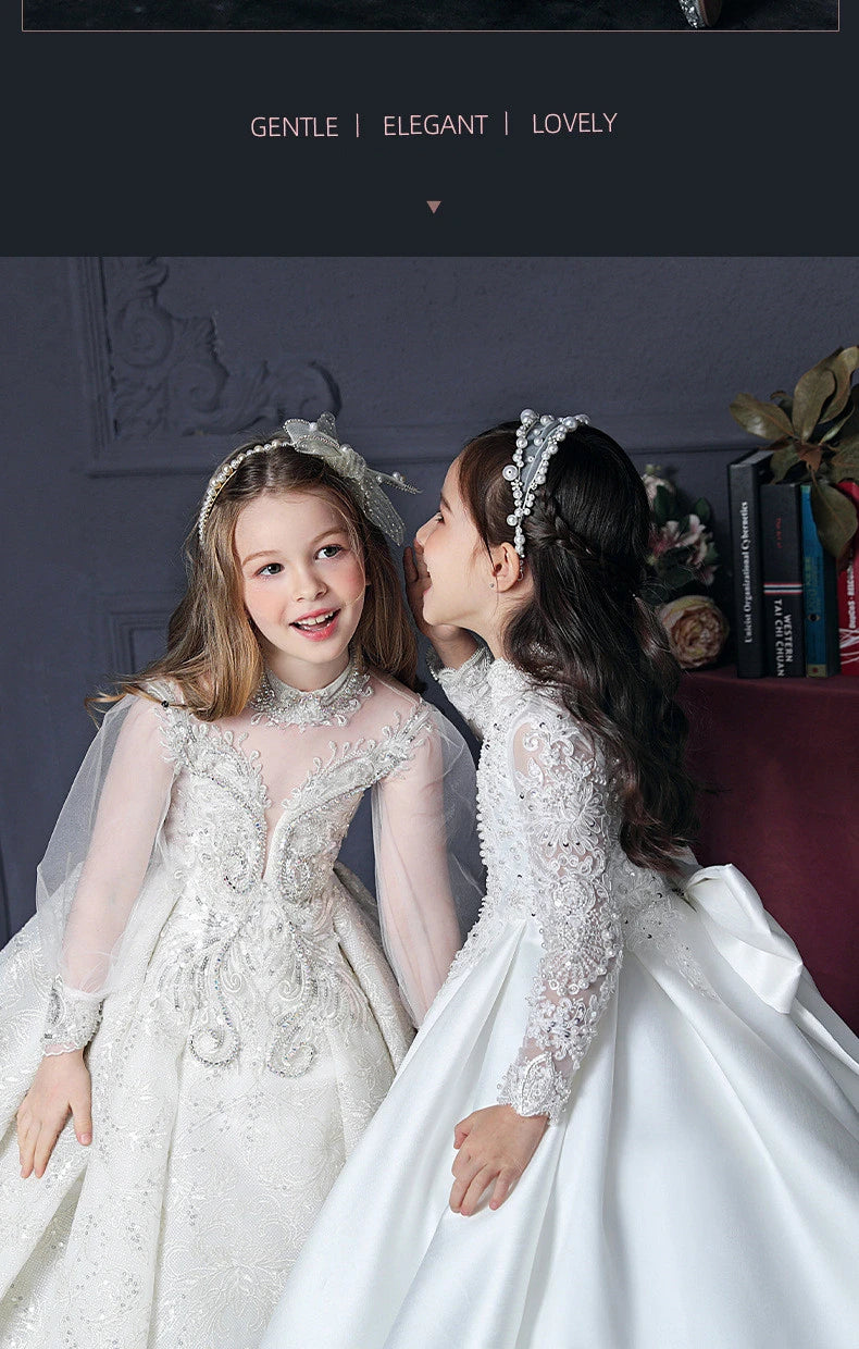 Mädchen Erstkommunion Kleid Blumen mädchen Hochzeit Pailletten Kleider für Kinder Klavier Leistung Vestidos Kinder Festzug Ballkleid