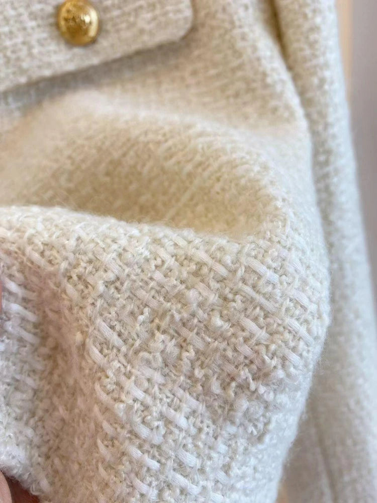 Frühling und Herbst Koreanische Mäntel Frauen Jacke Neue Französisch Wolle Tweed Mantel Mode High-end-Gold Taste Kurze Schlanke temperament