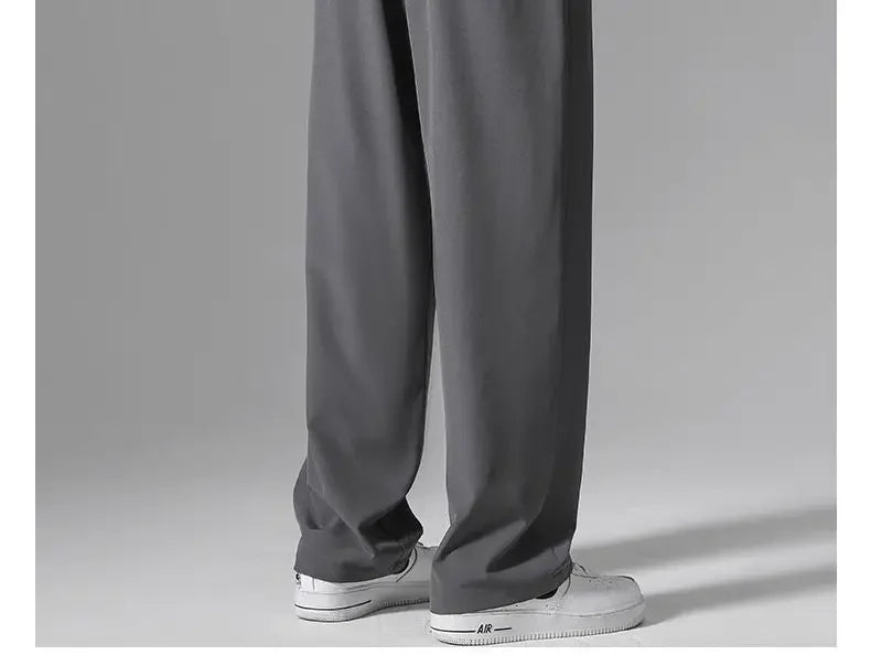 Herren-Freizeithose mit lockerer Passform, ultradünn, vielseitig, gerades Bein, sportlich, drapiert, Eisseidenhose, Sommer, leicht