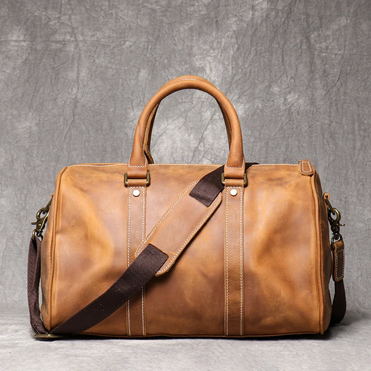 Vintage Herren Rindsleder Business Kurzstrecken tragen Handgepäck taschen große Kapazität Reisetasche einfache Umhängetaschen.
