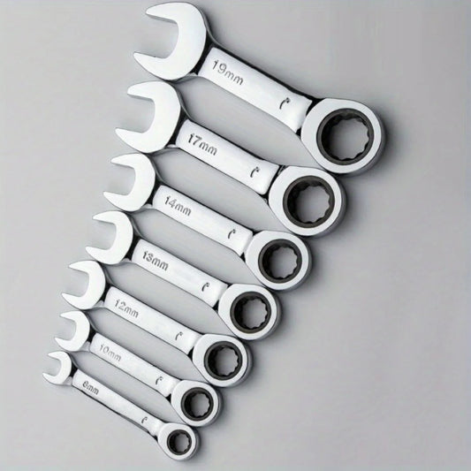 6–19 mm kurzer Griff, schneller Ratschenschlüssel, 72 Zähne, multifunktional, tragbar, kurz, Dual-Use-Pflaumenblüte, kleiner Schraubenschlüssel, Handwerkzeuge