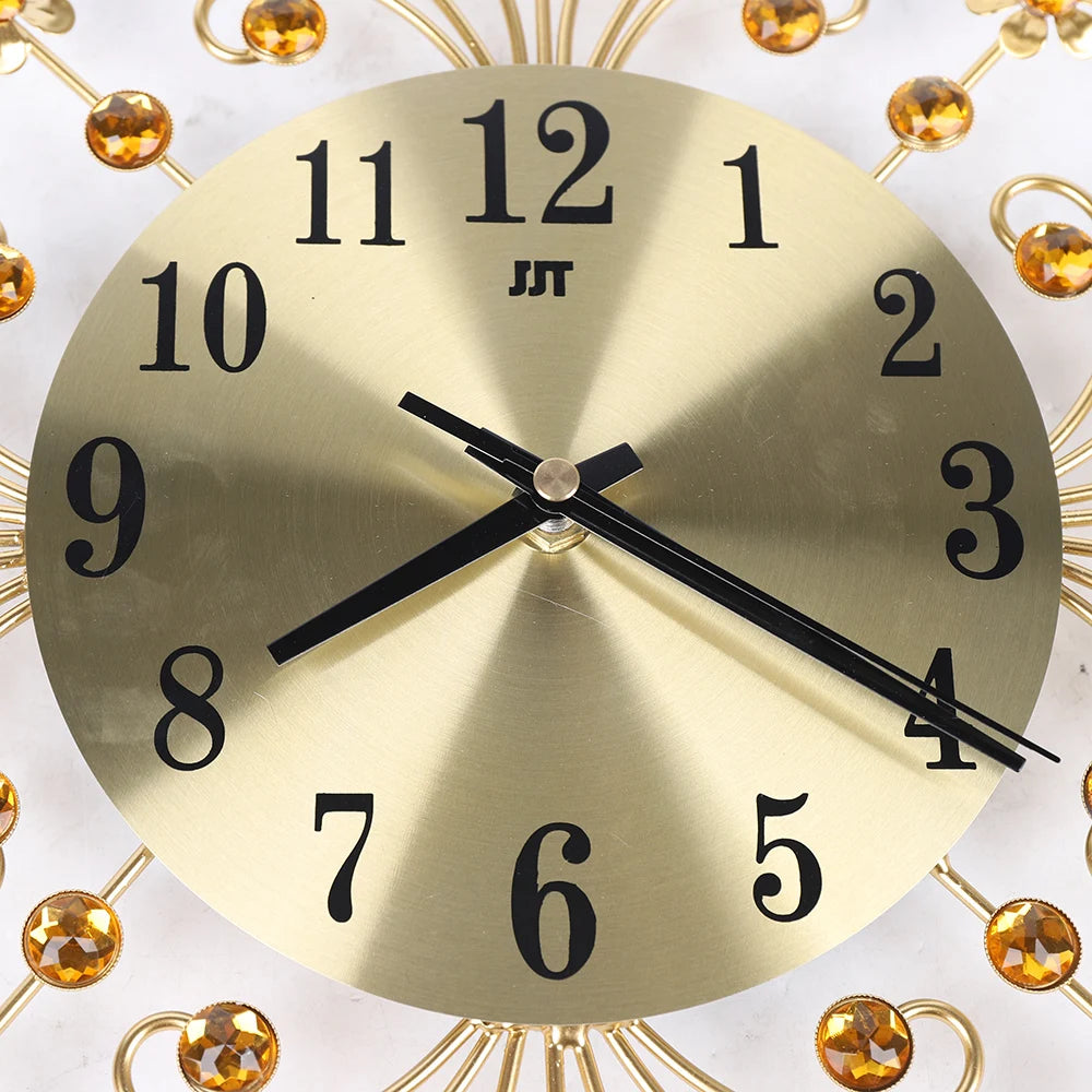 13,62 Zoll große Metall-Wanduhr, Gold, moderne Wanduhr ohne Ticking-Lärm, batteriebetrieben, dekorativ für Wohnzimmer