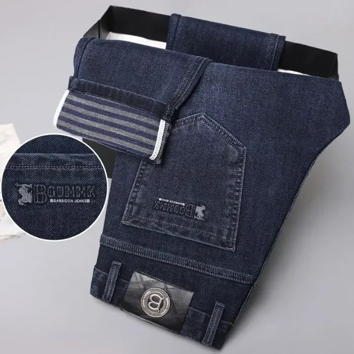 2025 New Stretch Jeans Men's Regular Classic Business Slim Trousers Black Blue Straight Male Y2K Brand Clothing Pants Size 29-40