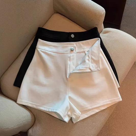 High-waisted Slimming A- line Tight Black Shorts For Women 2024 Spring Korean Style Elastic Hot Pants High Elasticity.