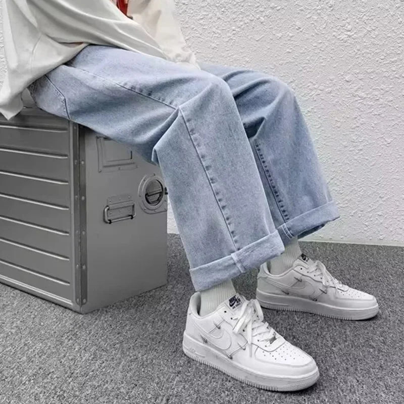 2025 Men Baggy Casual Jeans Male High Street Straight Leg Denim Pants American Classic Retro Summer Casual Long Trousers