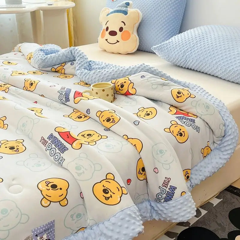 New Disney Anime Mickey Minnie Strawberry Bear Kawaii Hello Kitty Winter Thickened Single both bed Plush Soft Quilt Cute Cartoon.