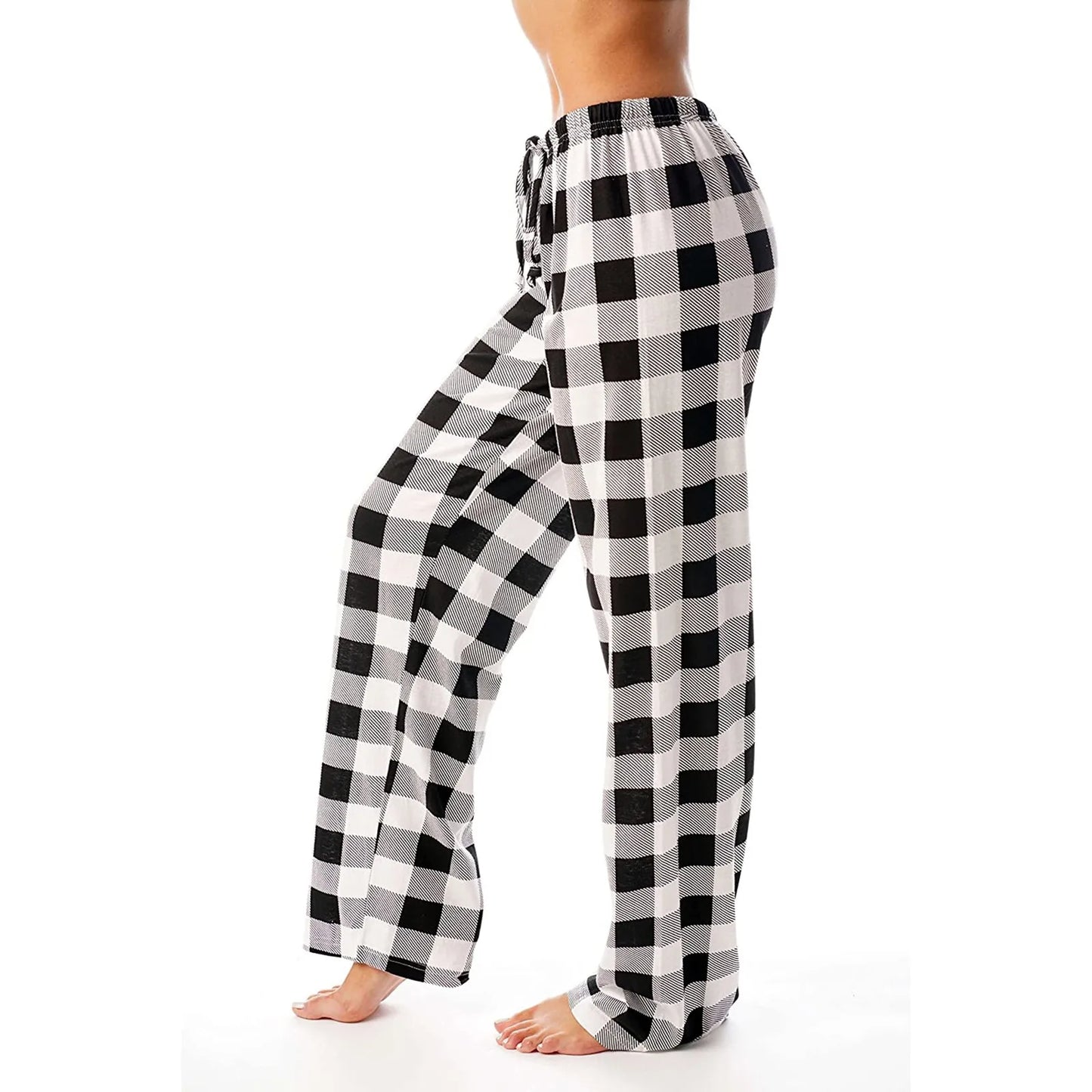 Frauen Weihnachten Pyjama Hosen Herbst Winter Plaid Gedruckt Hosen Mode Lässig Breite Bein Hosen Kleidung Streetwear