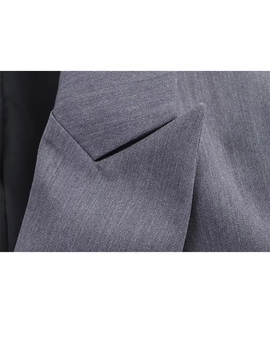 HH Frau Mode Vielseitige Lange Ärmel Zweireiher Tasche Dekoration Blazer + High Street Casual Pendeln Hose 2-teiliges Set