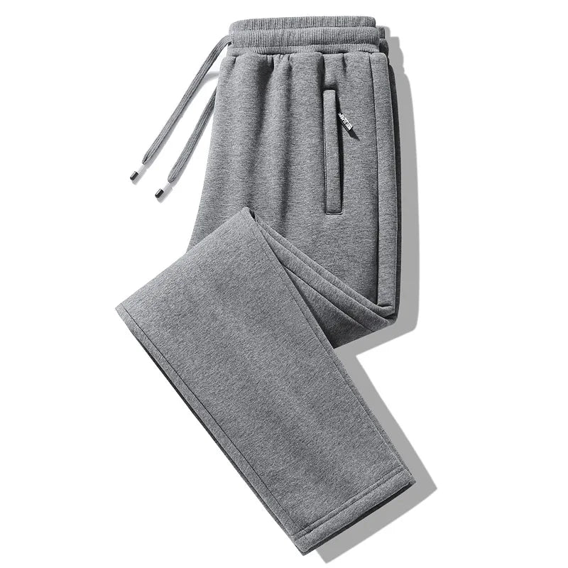 Winter Men's Cotton Fleece-Lined Sweatpant Men Plush Thick Lambswool Thermal Drawstring Trousers Casual Comfortable Sports Pants