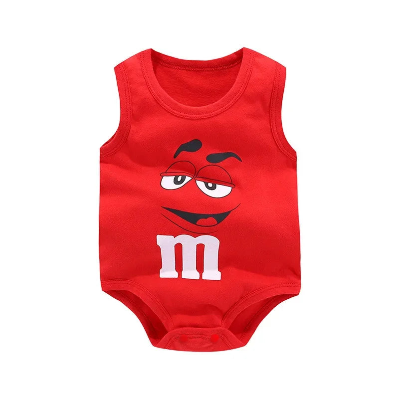 0-24M Neugeborenen Baby Baumwolle Body für Jungen und Mädchen Brief Drucken Lustige M Ärmellose Baby Strampler Sommer weiche Kleinkind Onesie