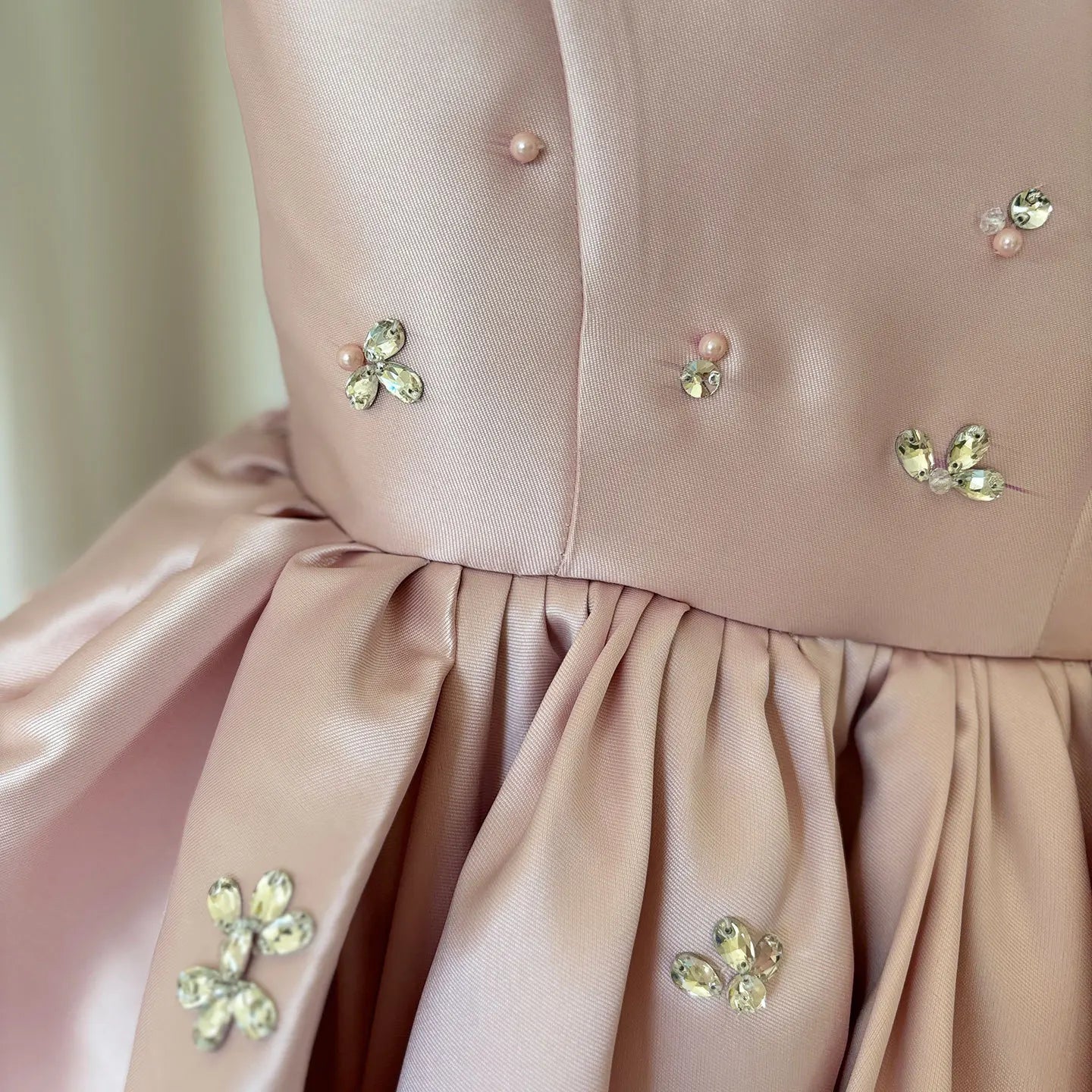 Luxus-Kleider für Kinder, rosa Satin-Prinzessinnenkleid für Mädchen, Klavieraufführung, formeller Abschlussball, Party, Geburtstag, Hochzeit, geschwollenes Kleid