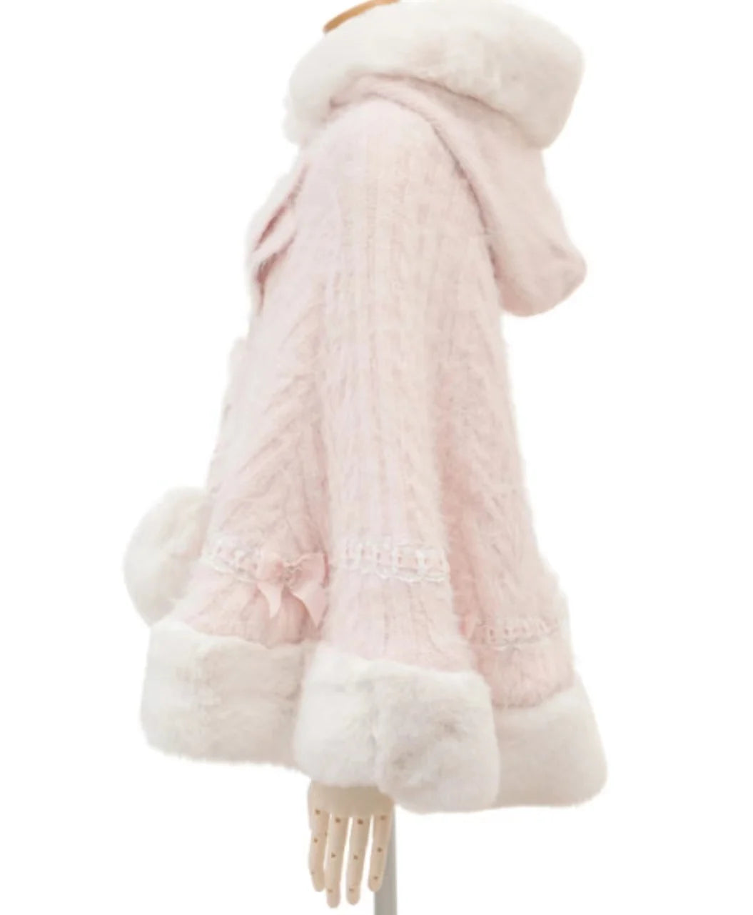 Japanische Liz Süße Prinzessin Faux Kaninchen Fell Cape Mantel Frauen Herbst Winter Pelz Jacke Lose Uhr Strass Bogen Mit Kapuze Mantel