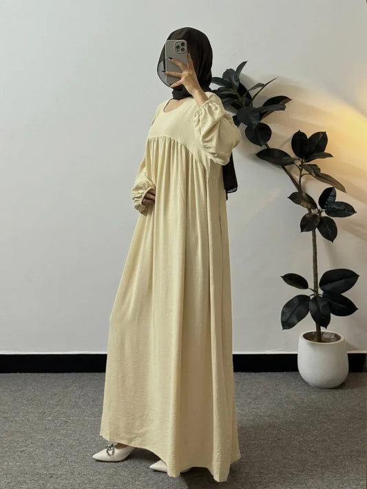 Full Sleeve Loose Maxi Prayer Dress Muslim Modest Dresses Jilbabs Casual Solid Pockets Robe Long Ramadan Dress Women Abayas.