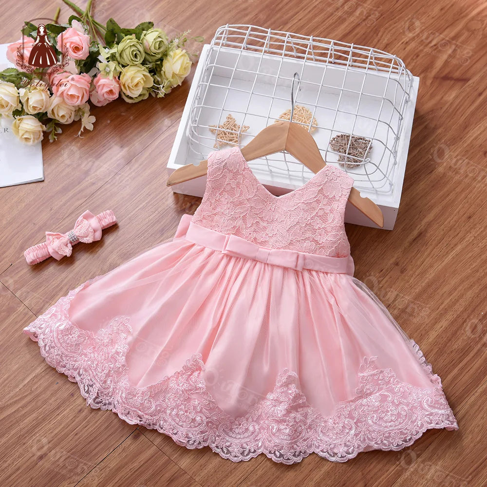 Kinder Elegante Kleider Für Mädchen Baby 1. Geburtstag Party Kleid Mädchen Prinzessin Rock Kinder Spitze Vestidos 0-24Months