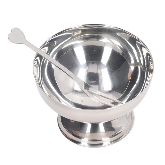 Ice Cream Bowl Stainless Steel Dessert Pudding Bowls Sundae Salad Serving Dip Bowl Trifle Tasting Bowls with Fork for Home Hotel.