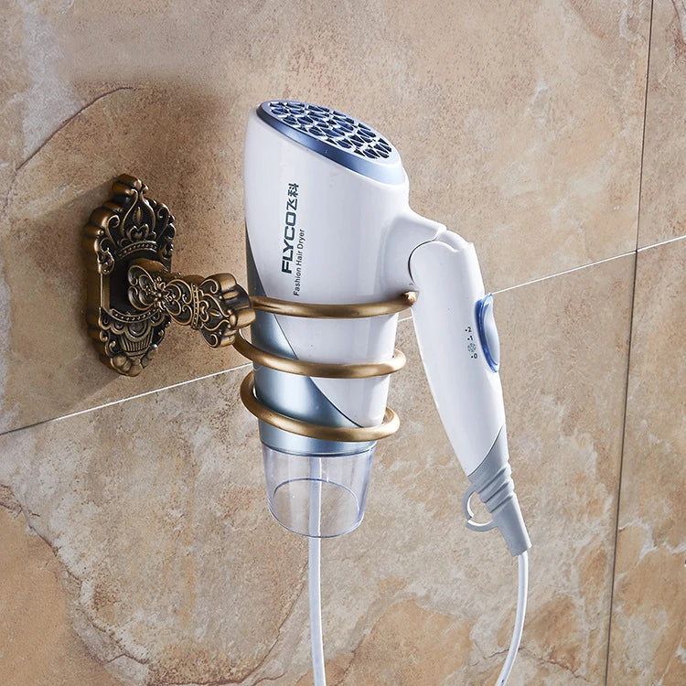 Haartrockner-Halter, Aluminium, antikes Badezimmer-Regal, Aufbewahrung, nagelfrei, Wandregal, montierter Organizer, Spiralständer, Zahnbürstenhalter