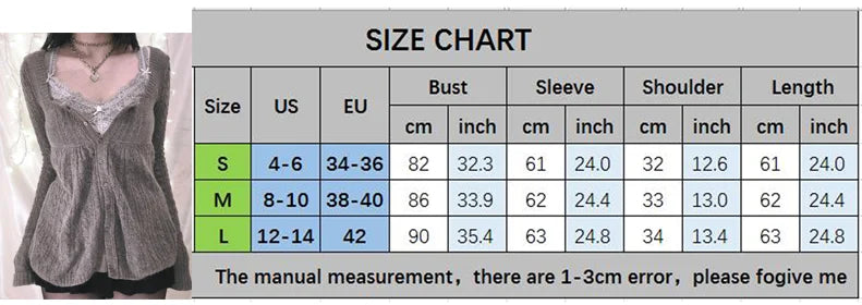 Vintage Babydoll Tops Pullover Lady Ästhetische Kokette Strickpullover Outfit Herbst Square Neck Langarm Strickwaren Pullover Y2k