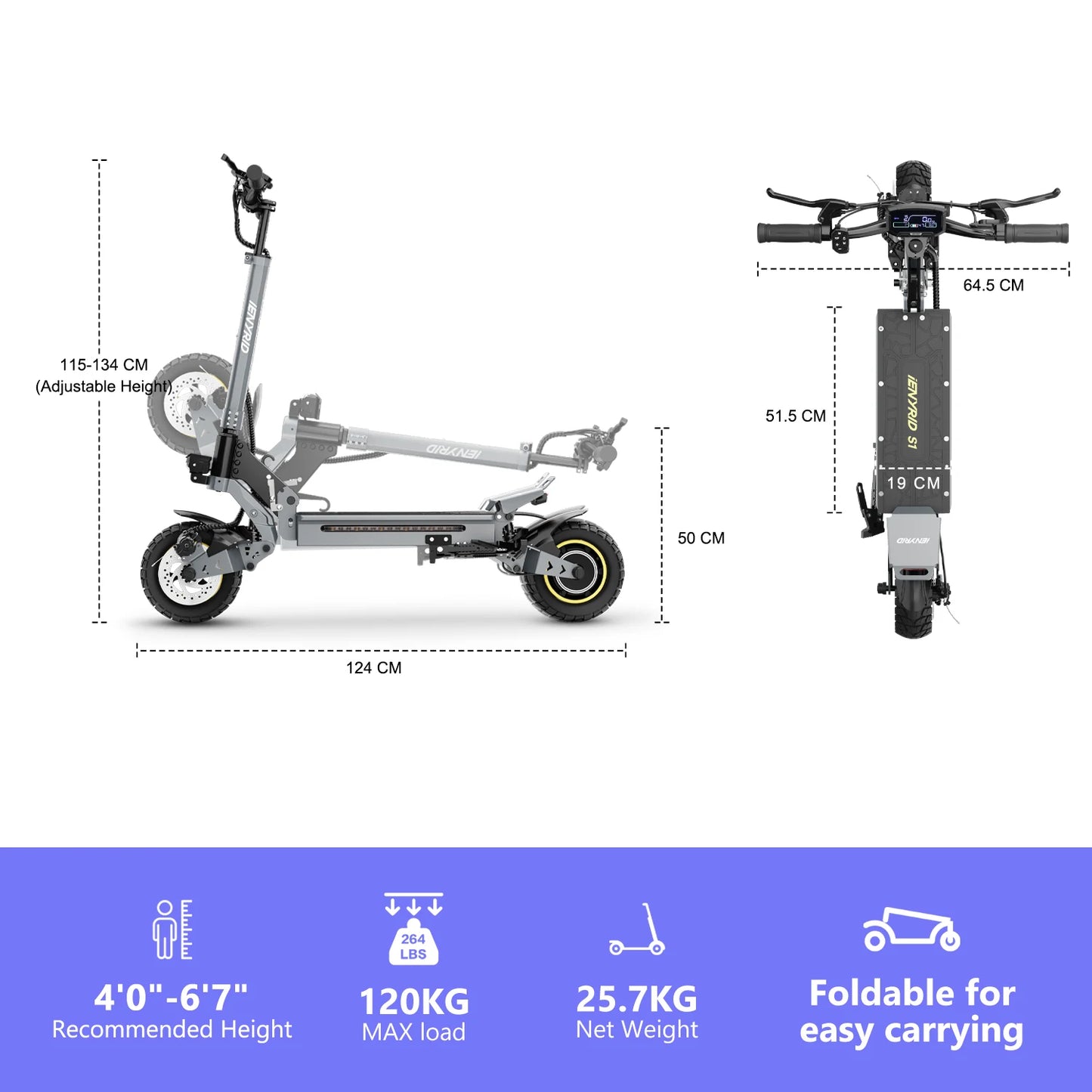 iENYRID S1 Foldable Adult Electric Scooter E-Scooter 45 km/h Electric Kick Scooter 800W Skateboards 48V 15Ah Kickboard
