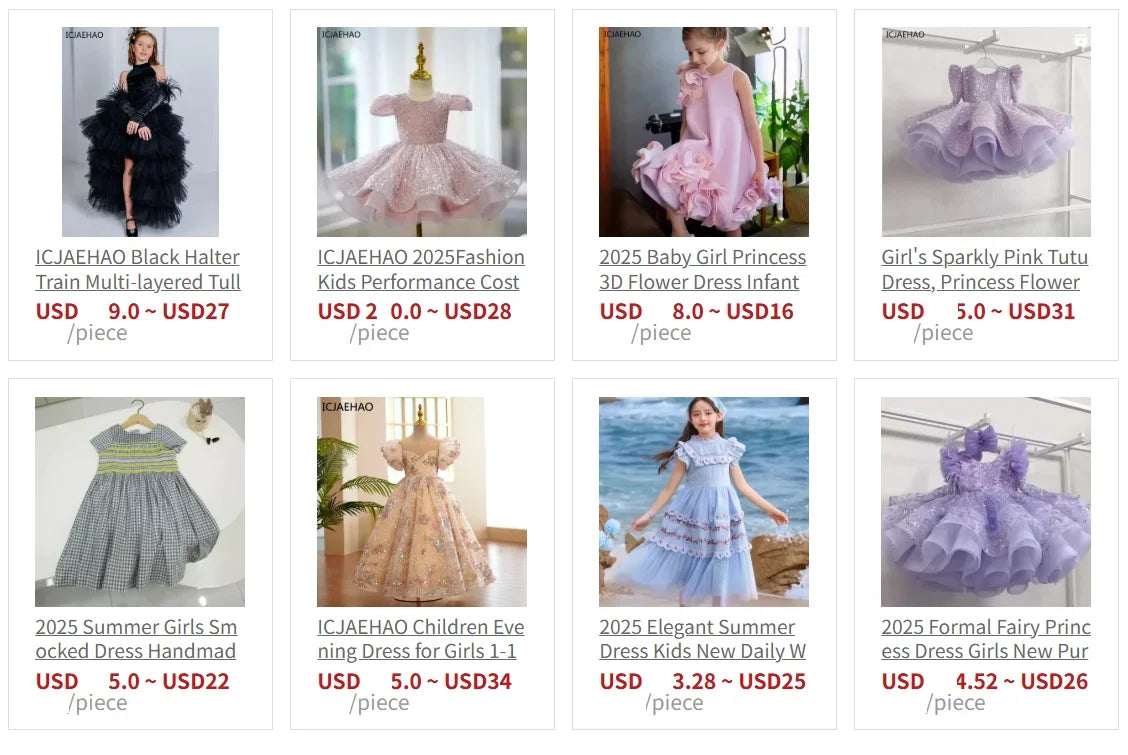 2025, Kinderkleid, Performance-Outfit, Mädchen, Blumen-Pailletten, geschwollenes Kleid, rote Partykleidung, Kinder, Mädchen, Geburtstag, Prinzessinnenkleider, glitzernd