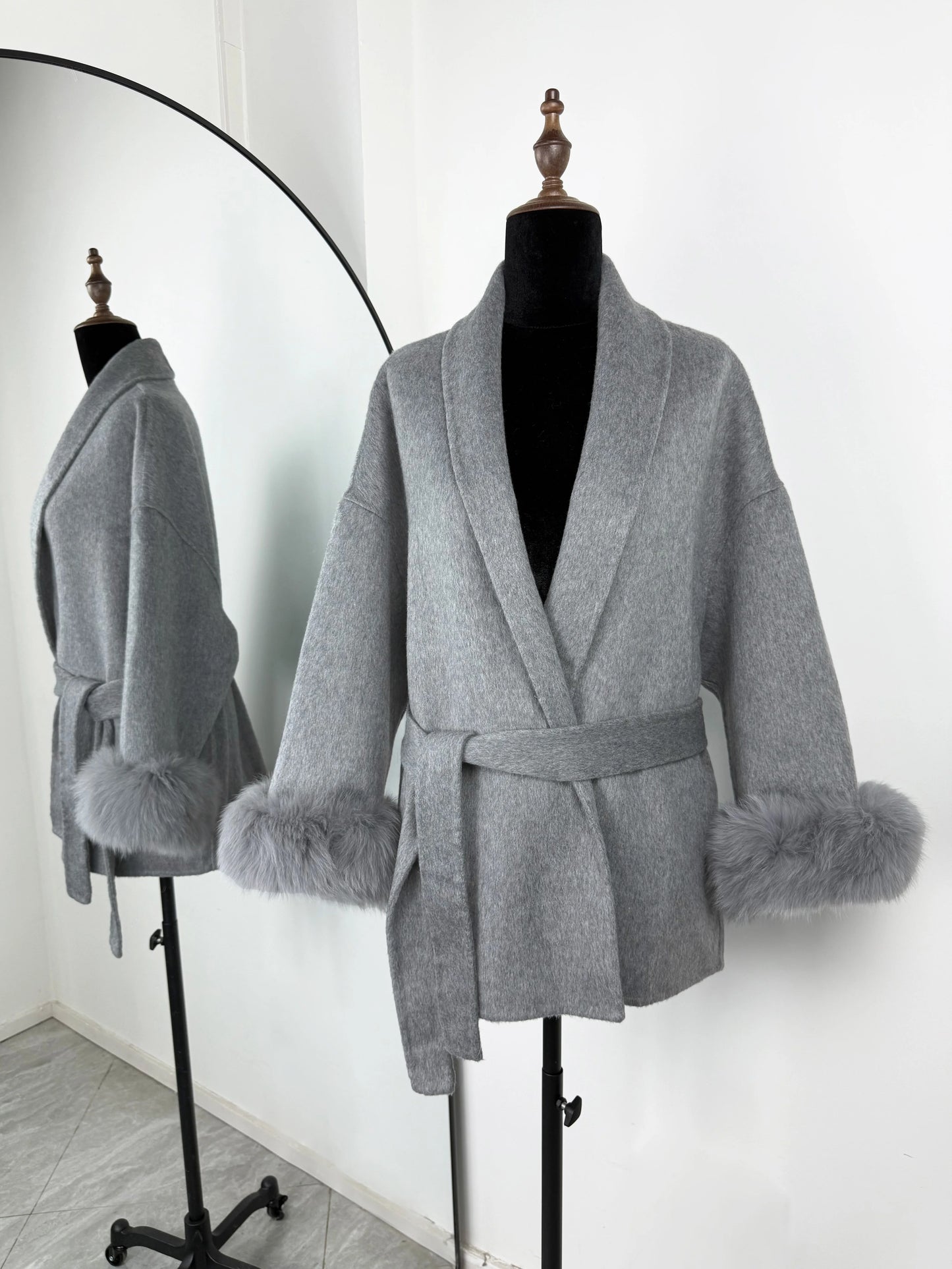 Tornova 2025, neuer Fuchspelz-Wollmantel für Damen, kurzer Mantel, Bürodame, abnehmbar, elegant, doppelseitiger Wollmantel, Strickjacke