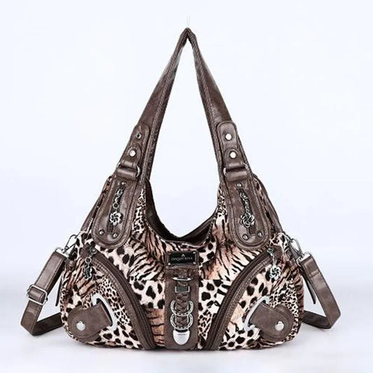 Angelkiss Women Handbags Large Women's Shoulder Bag Leopard Print Top-Handle Fashion Satchel Dumpling Shoulder Tote Hobos Bag.