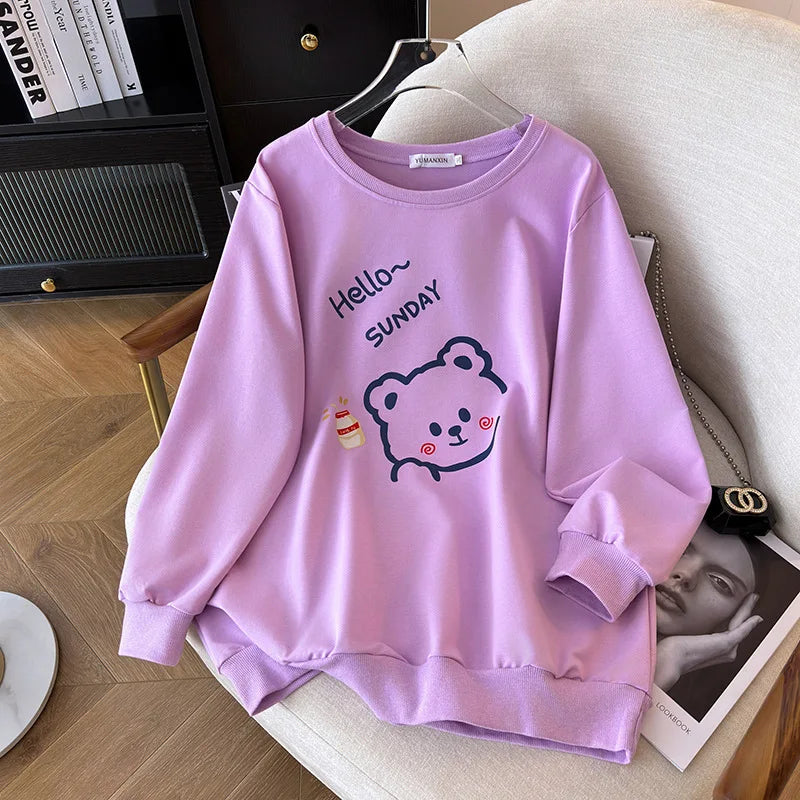 175 kg Plus Größe Damen Büste 170 Frühling Herbst lose Langarm Cartoon Print Pullover Sweatshirts 4XL 5XL 6XL 7XL 8XL 9XL.