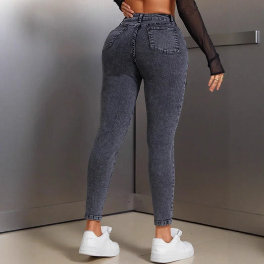 High Waist Women's Denim Slim Fit Jeans Butt Lifting Mid Waist Comfortable Stretchy Long Pants Fashionable Casual Trousers.