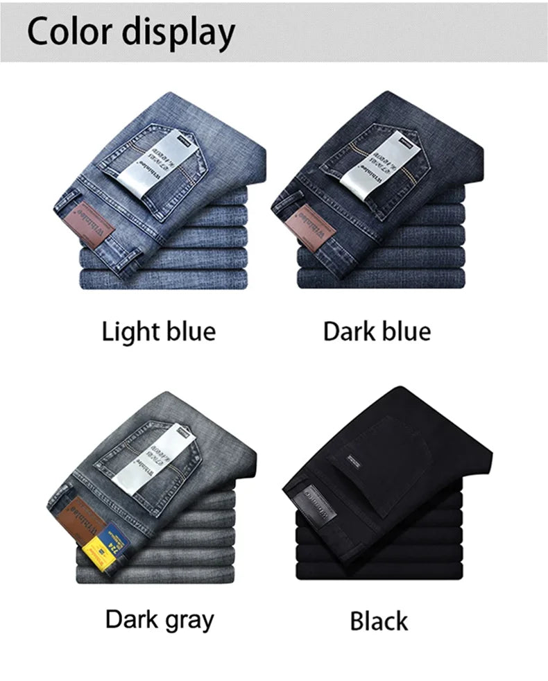 Wthinlee Neue Business männer Jeans Casual Gerade Stretch Mode Klassische Blau Schwarz Arbeit Denim Hosen Männliche Marke Kleidung