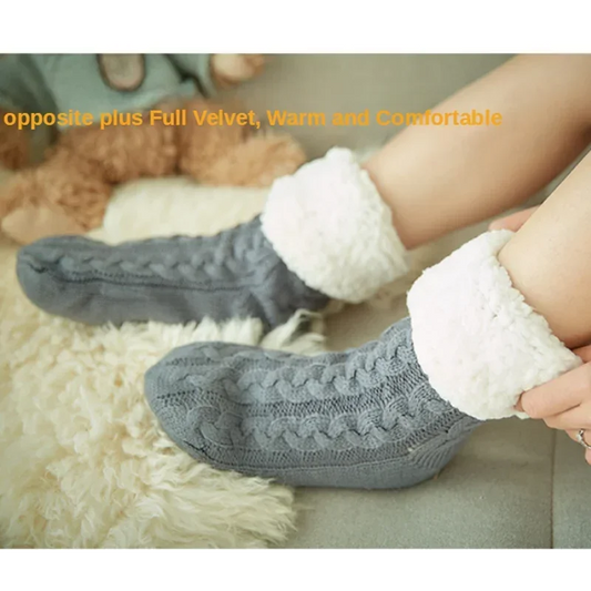 Womens Fuzzy Thermal Sock Plush Grip Hemp Winter Soft Female Home Indoor Warm Bedroom Non slip fluffy Thick Slipper Floor Sock.