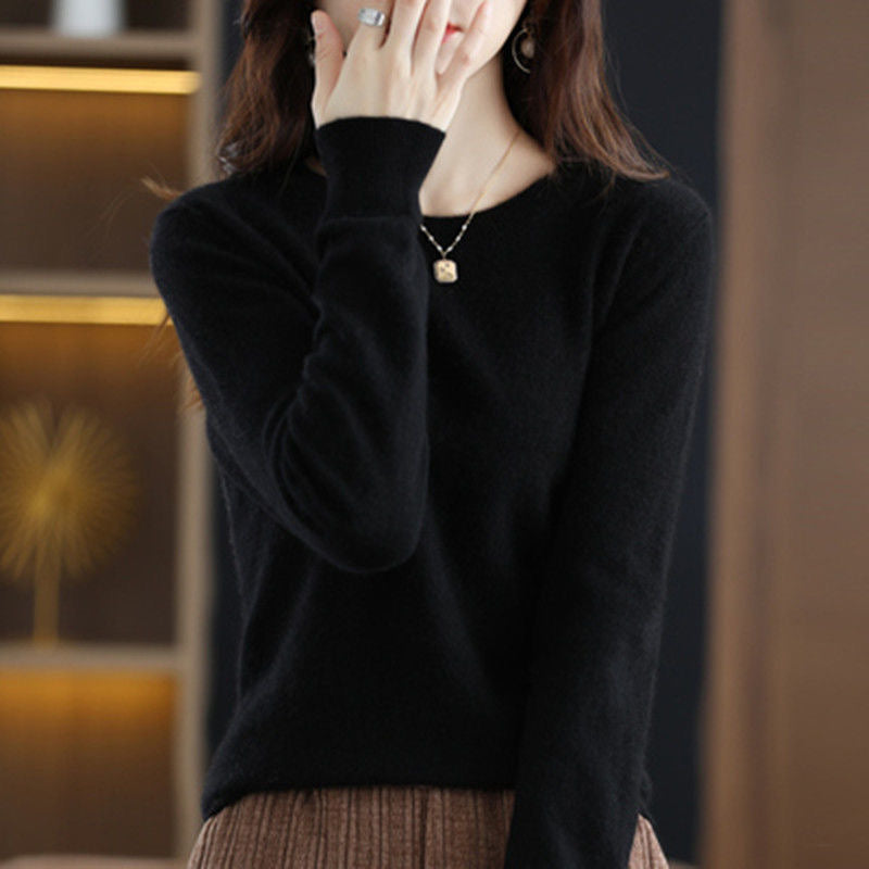 Frauen Pullover Oansatz Herbst Winter Grundlegende Pullover Warme Casual Pulls Jumper Koreanische Lange ärmeln Solide Strickwaren Bodenbildung Shirt