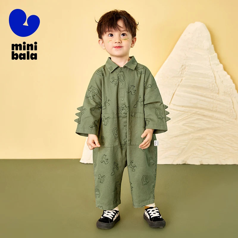 Mini Bala Outdoor Einteiliges Strampler-Set für Babys, Kinder-Arbeitskleidung, Krabbelanzug, Overall, Neu im Herbst und Winter 2024
