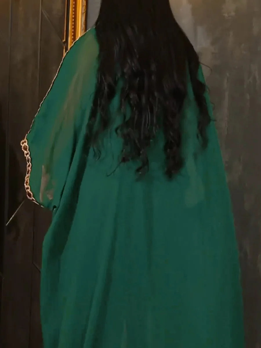 Neue muslimische Roben aus dem Nahen Osten, zweiteiliges Set, (Abaya), neue Mode für Damen, bestickte Spitze, Chiffon, muslimische Roben, Dubai und Türkei